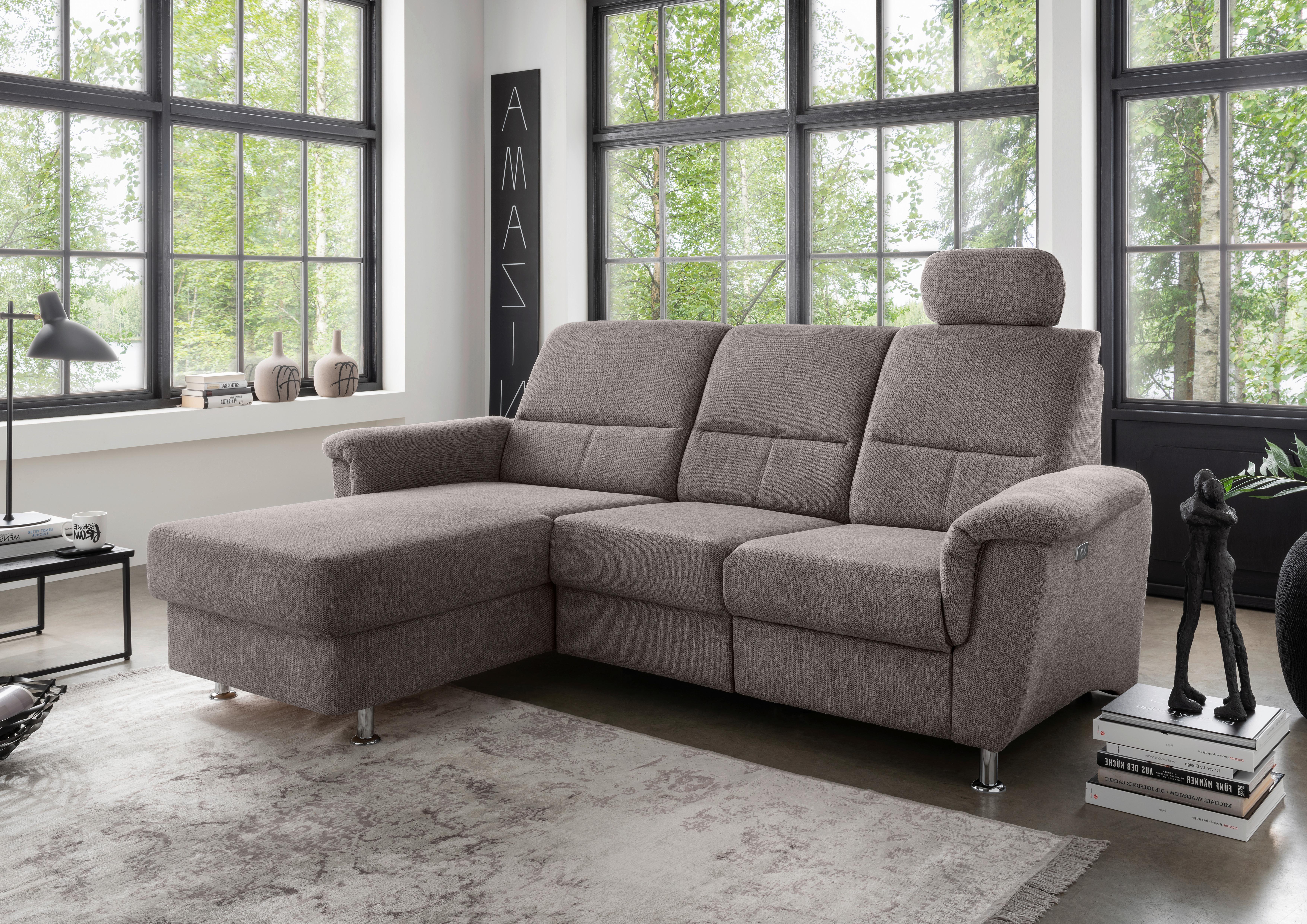 Ecksofa mit Stauraum Parole Graubraun Chenille - Chromfarben/Graubraun, MODERN, Textil (165/231cm) - Livetastic