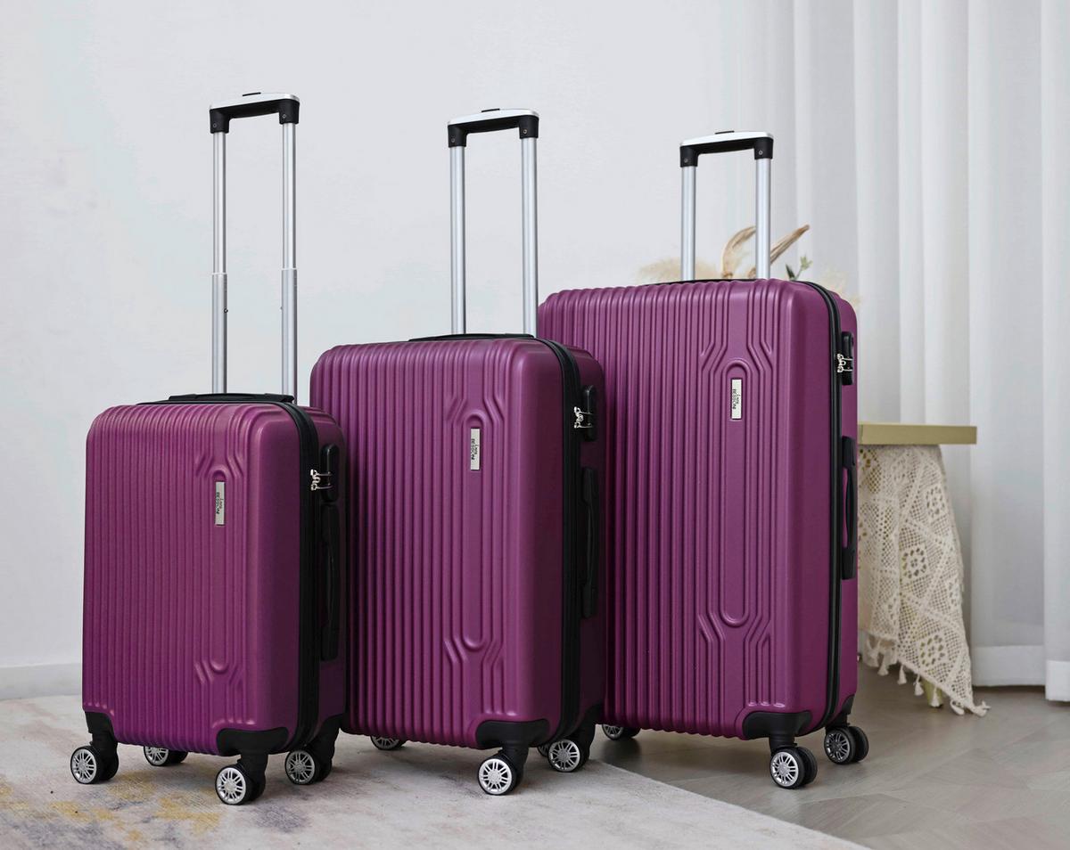 Reisekoffer Set 3-tlg Palermo 4 Rollen Hartschale - Lila, Design, Kunststoff/Textil - Luca Bessoni