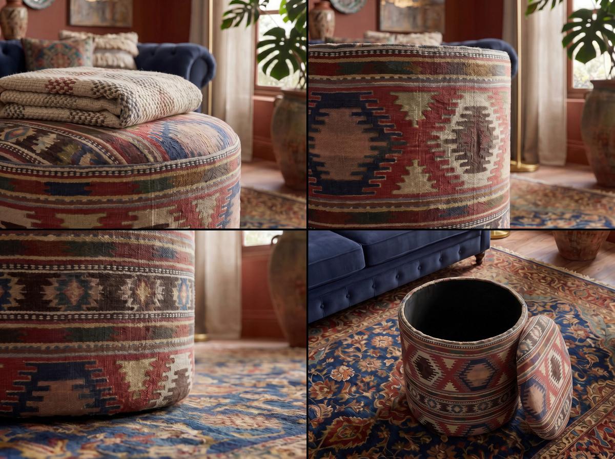 Taburet, š: 40 cm - vícebarevná, Design, textil (40/45/40cm) - Livetastic