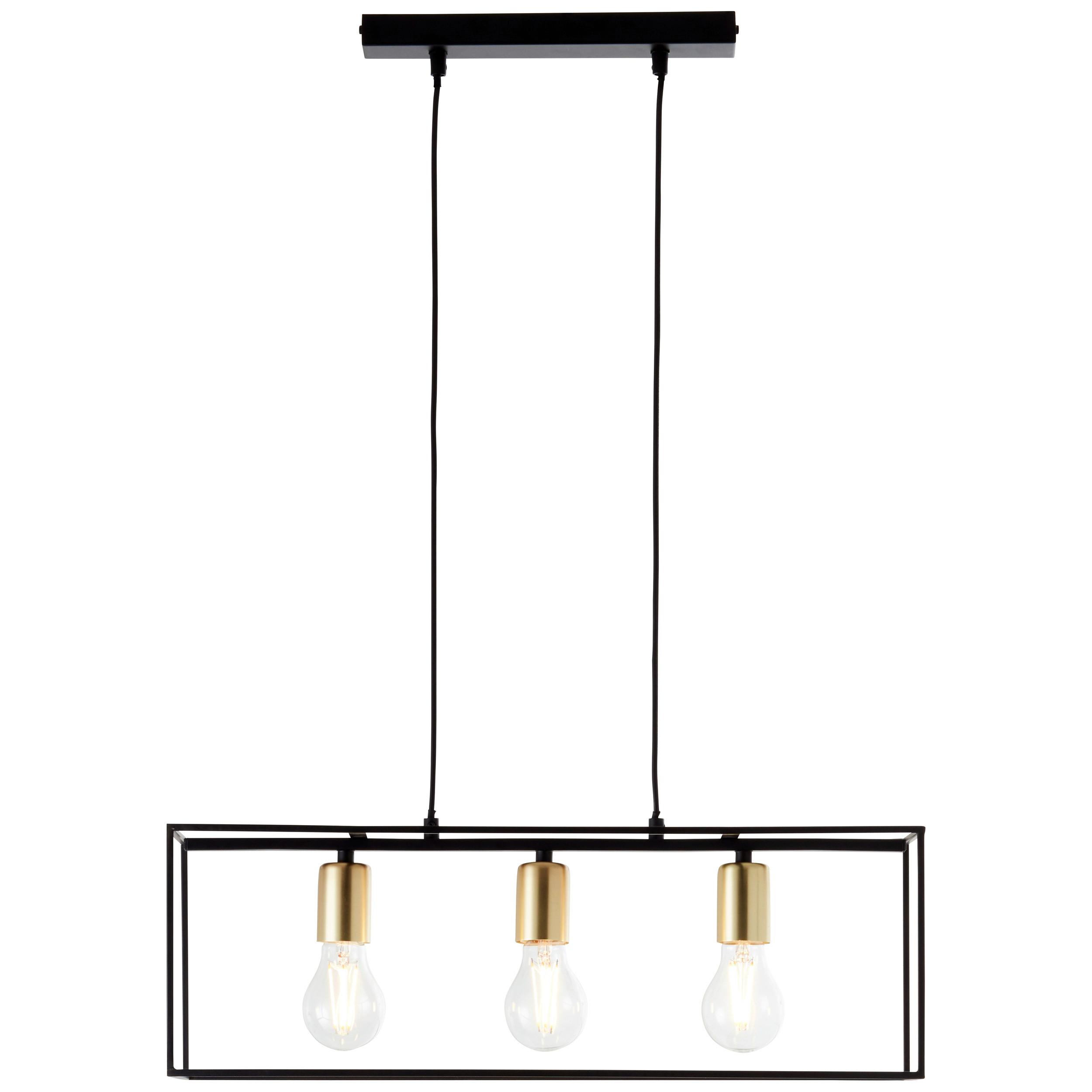 Hängeleuchte Arica H: 85,5 cm 3-Flammig, Quaderform - Messingfarben/Schwarz, Basics, Metall (60/20/85,5cm) - Brilliant