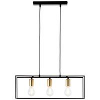 Hängeleuchte Arica H: 85,5 Cm 3-Flammig, Quaderform - Messingfarben/Schwarz, Basics, Metall (60/20/85,5cm) - Brilliant