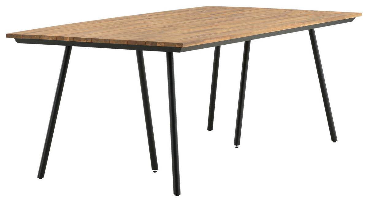 Gartentisch Chan - Schwarz/Teakfarben, KONVENTIONELL, Holz/Metall (200/100/74cm) - Gardenson