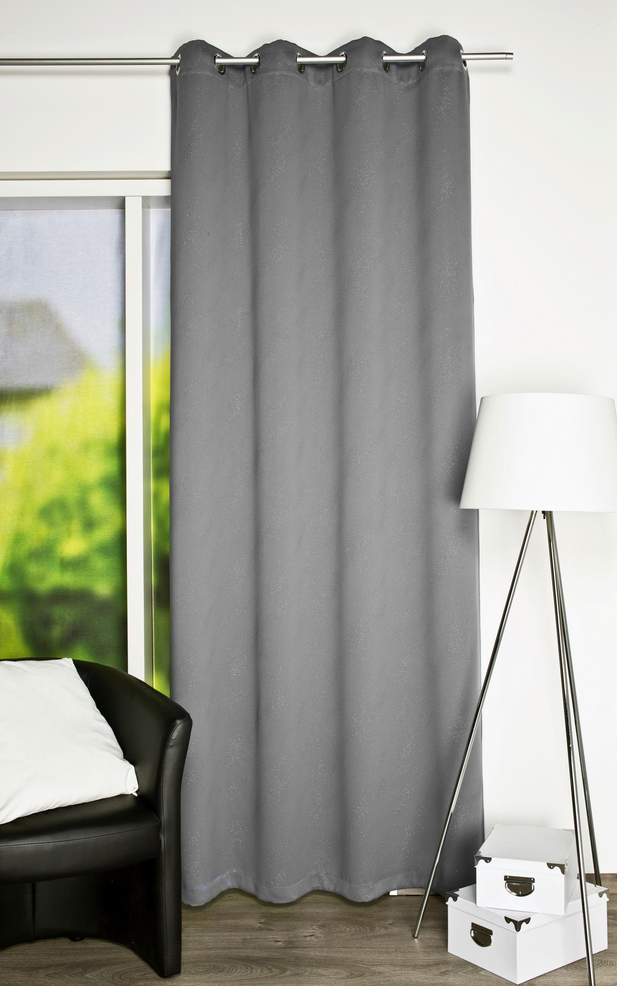 Ösenvorhang Galaxy Grau - Grau, Basics, Textil (135/245cm) - Schmidt W. Gmbh