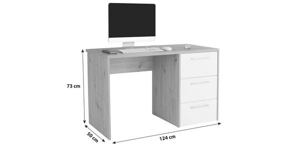 Schreibtisch mit Stauraum B 124cm H 73cm Box, Eiche Dekor - Eichefarben, MODERN, Holzwerkstoff (123,4/73/50cm) - Ondega