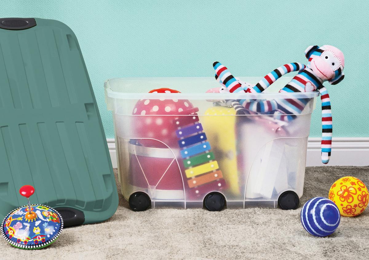 Box mit Deckel Anthrazit Transparent B: 40 cm - Transparent/Anthrazit, Basics, Kunststoff (59,5/40/37cm) - Rotho