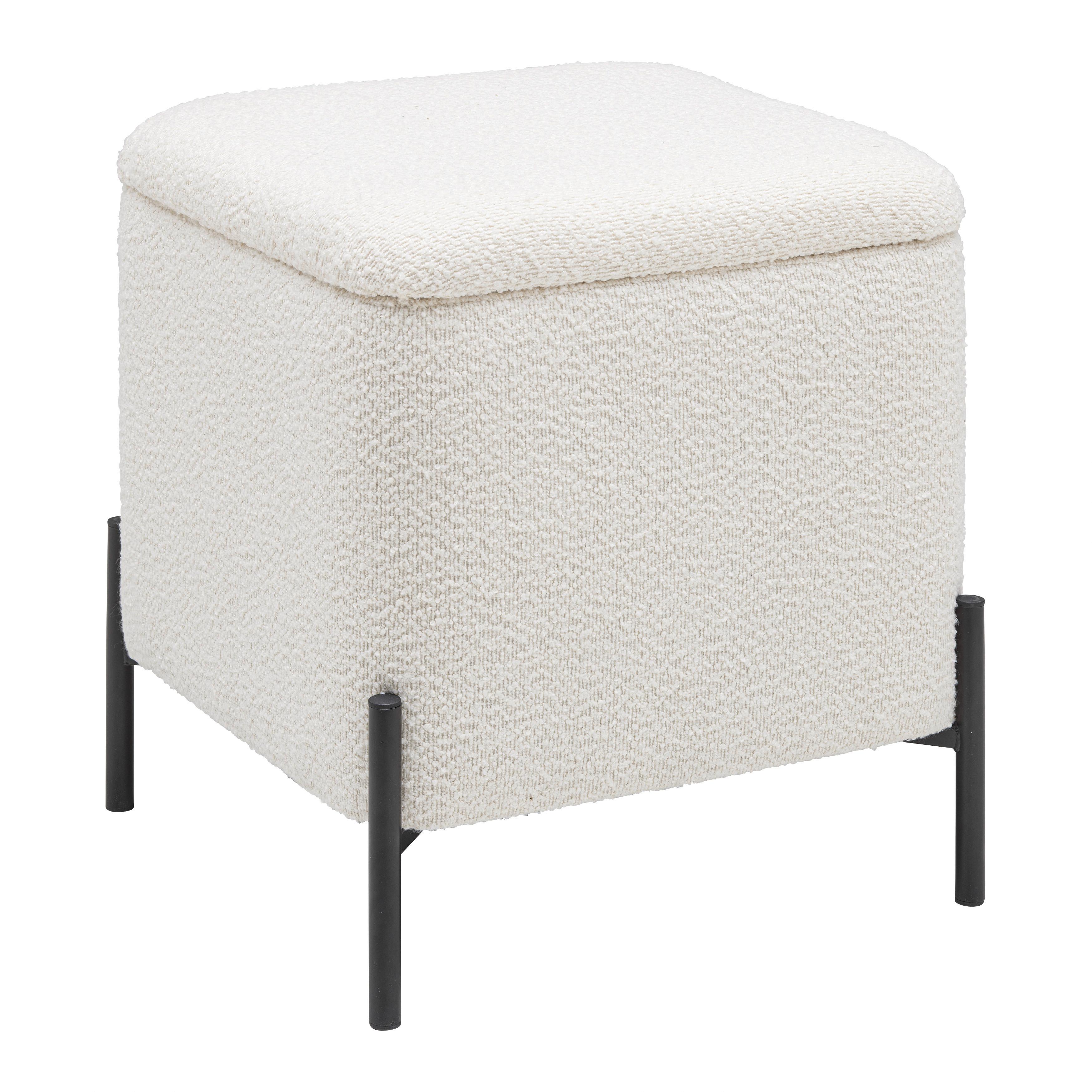 Taburet s úložným priestorom MIXO - čierna/biela, Modern, kov/kompozitné drevo (43/50/43cm) - Mömax