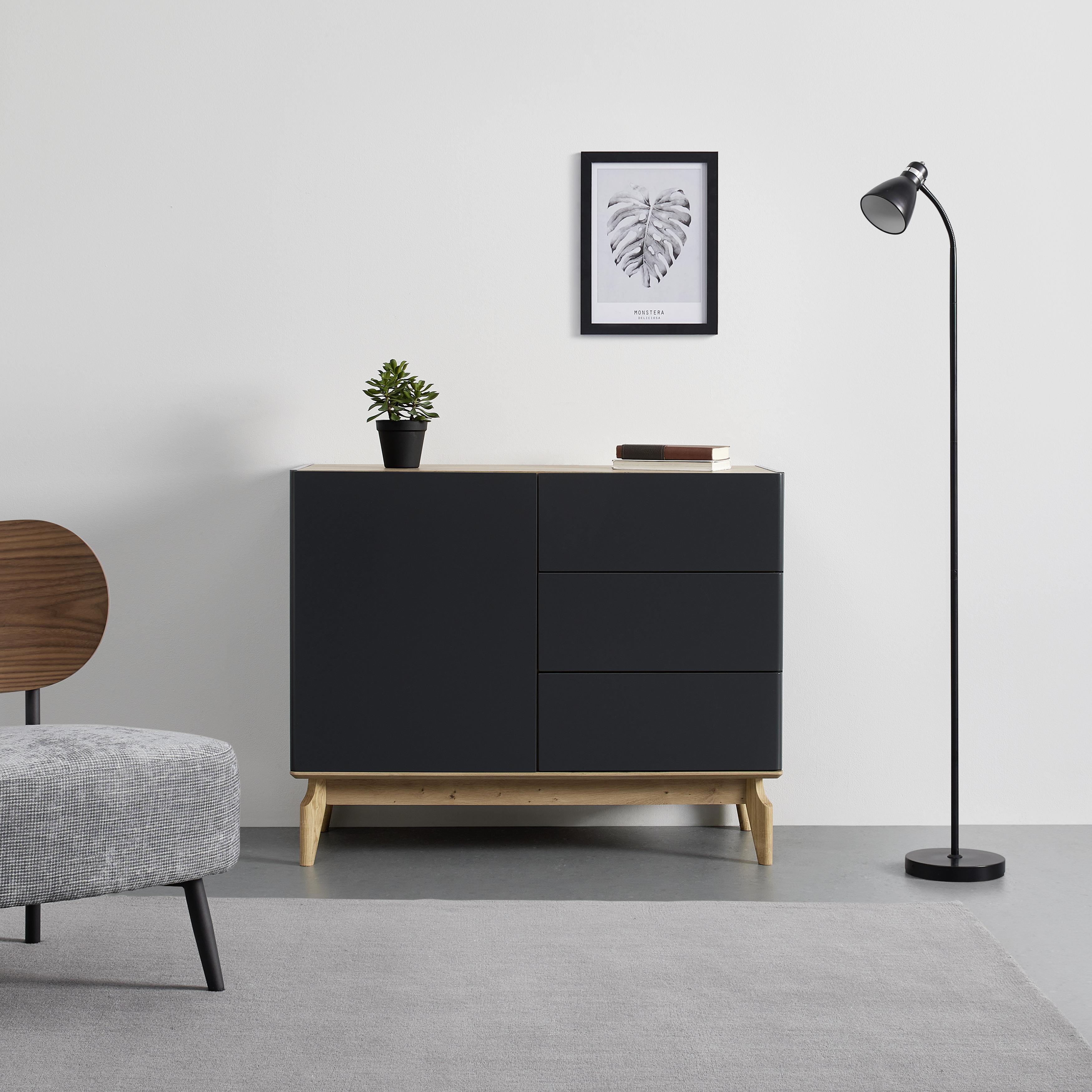 Komoda Fosco - šedá/barvy dubu, Moderní, dřevo (100/80/40cm) - Bessagi Home