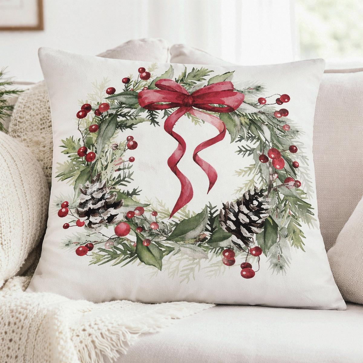 ZIERKISSEN WINTER MAGIC - Rot/Weiß, MODERN, Textil (45/45cm) - Luca Bessoni