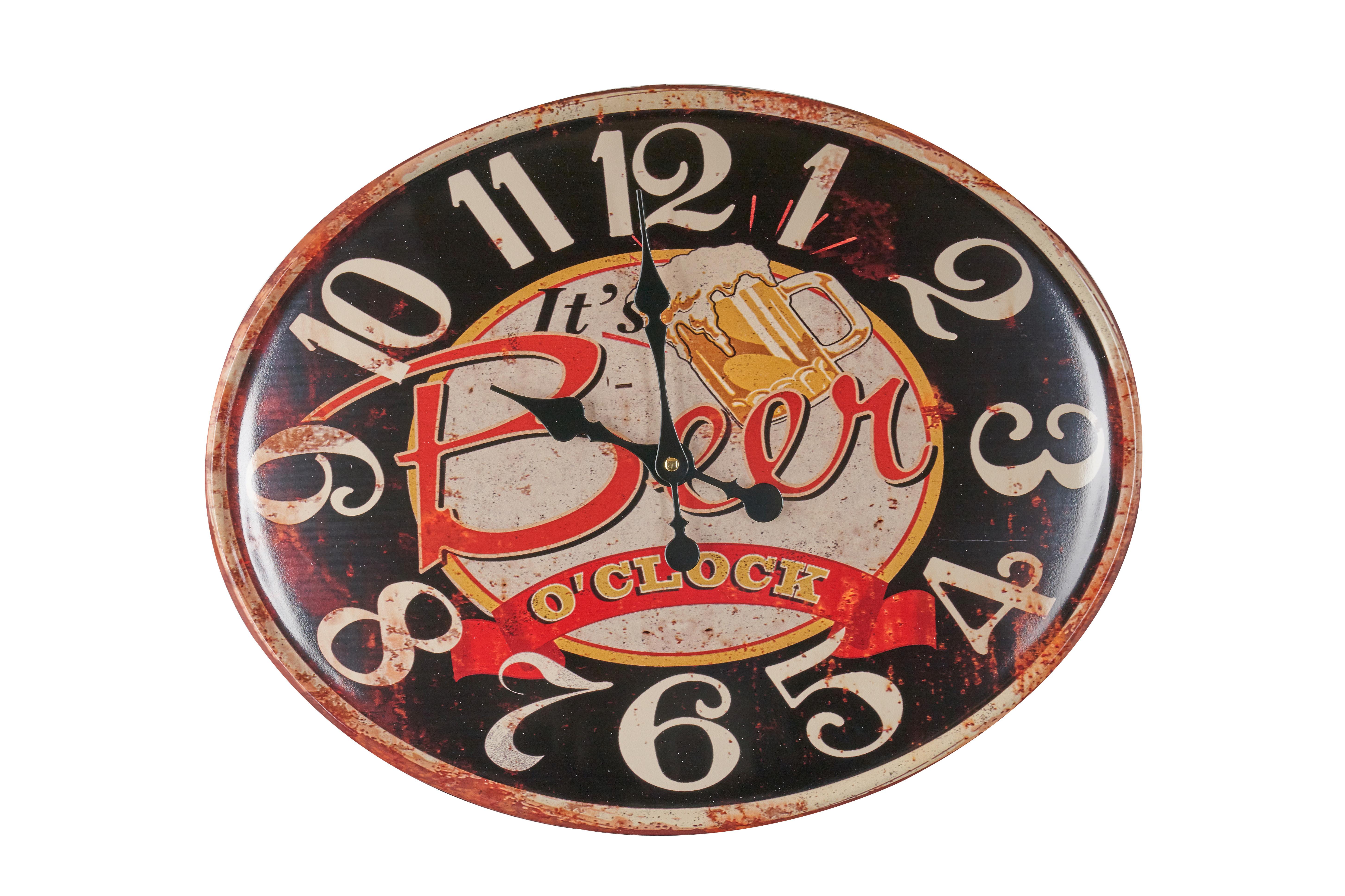 Wanduhr Beer BxHxT 49x39x30 cm Analog Multicolor Metall - Multicolor, MODERN, Metall (49/3/39cm)