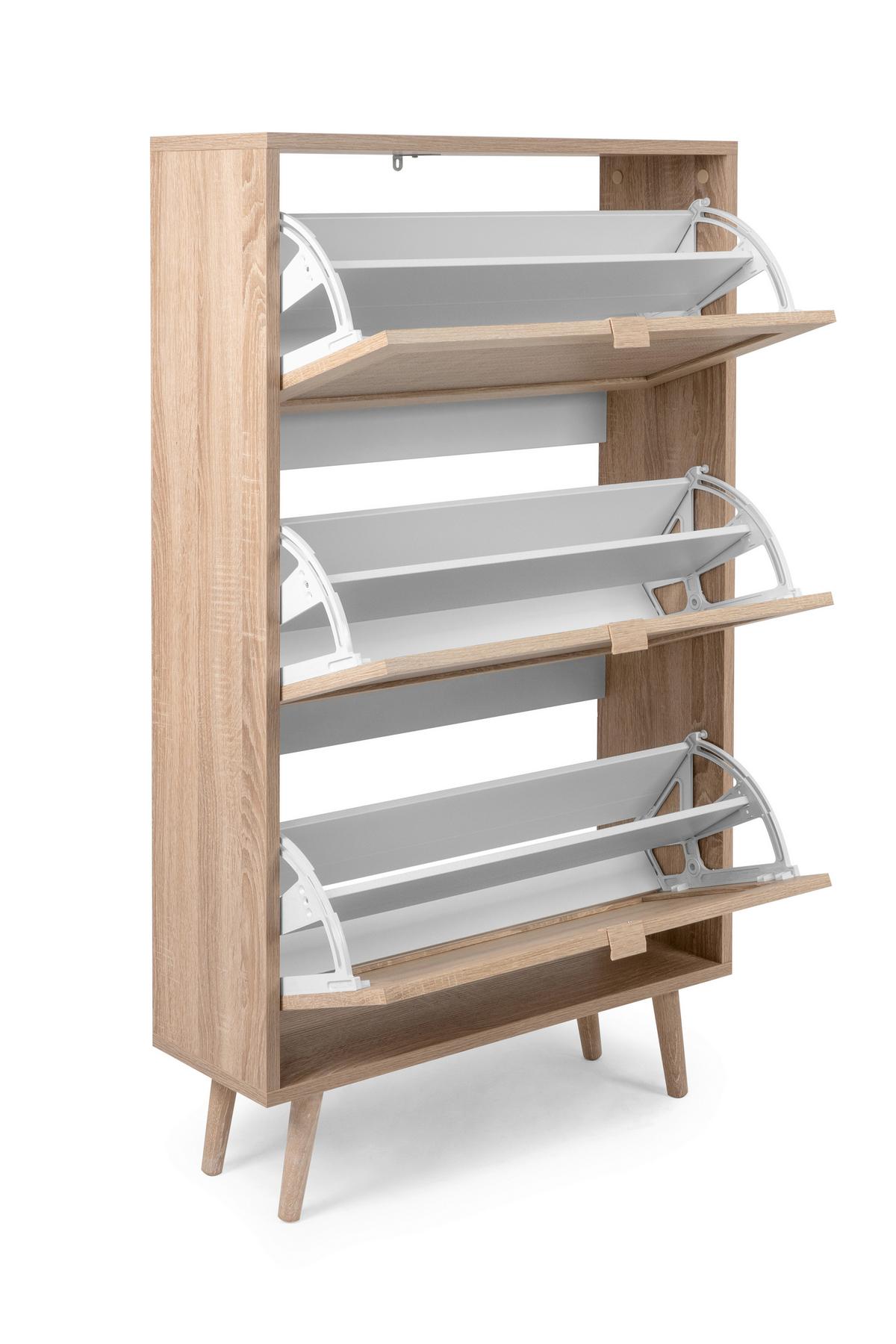 Schuhkipper Bali Mit 3 Klappen 12 Paar Sonoma Eiche B: 70 cm - Sonoma Eiche, Natur, Holzwerkstoff (70/125/24cm) - MID.YOU