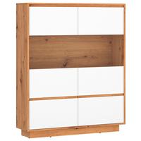 Highboard Foggia Eiche Artisan B: 113,5 Cm - Schwarz/Weiß, Trend, Glas/Holzwerkstoff (113,5/142/35cm)