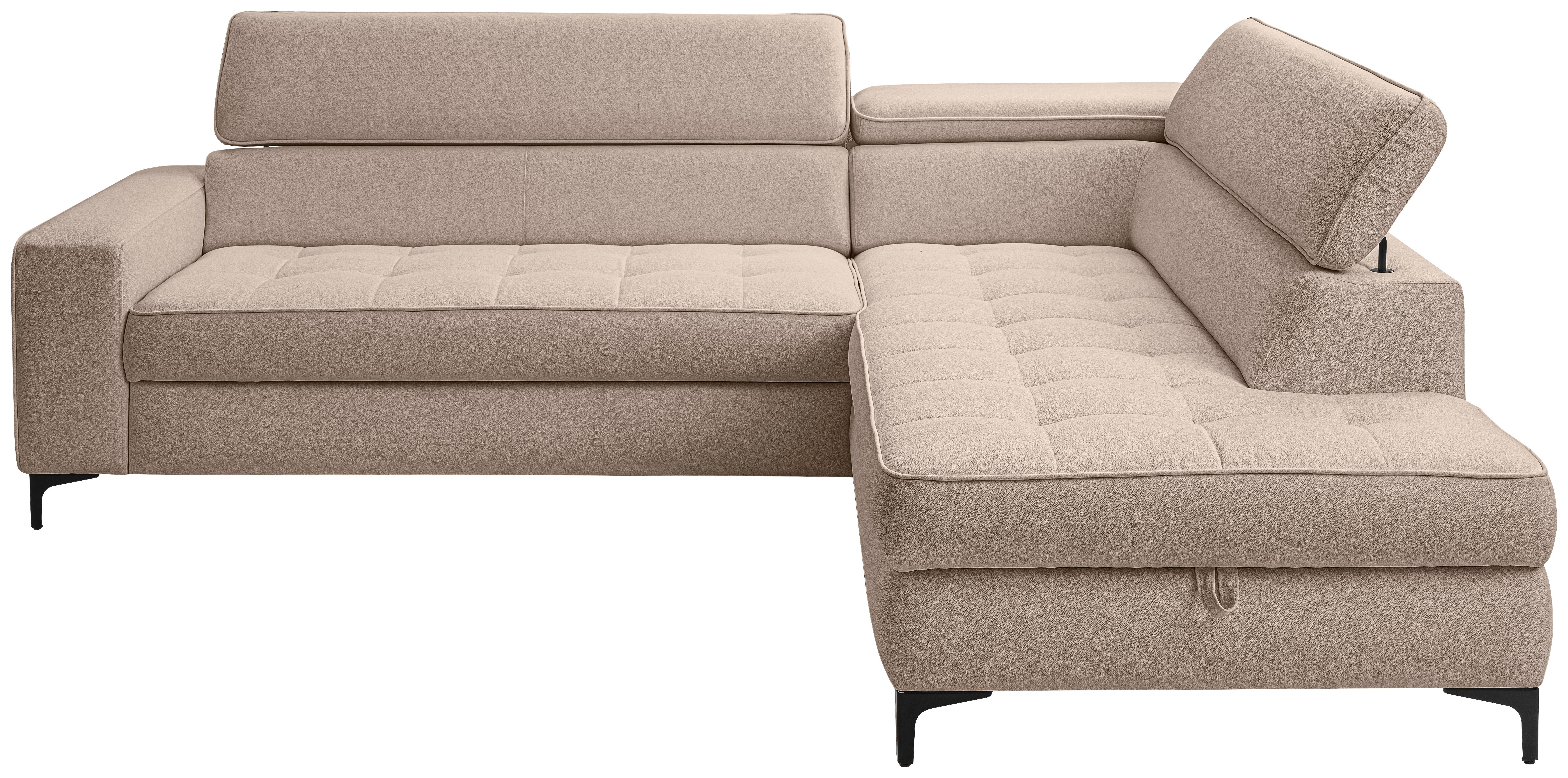 Ecksofa Nala Taupe S: 251x203cm - Taupe/Schwarz, Design, Textil (251/203cm) - MID.YOU