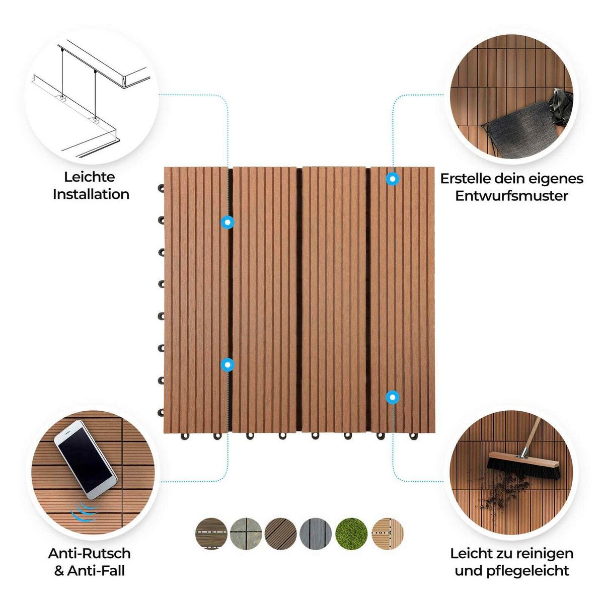 Terrassenfliese Wpc Royal Hellbraun - Hellbraun, Design, Holzwerkstoff (30/30cm) - Ambia Garden