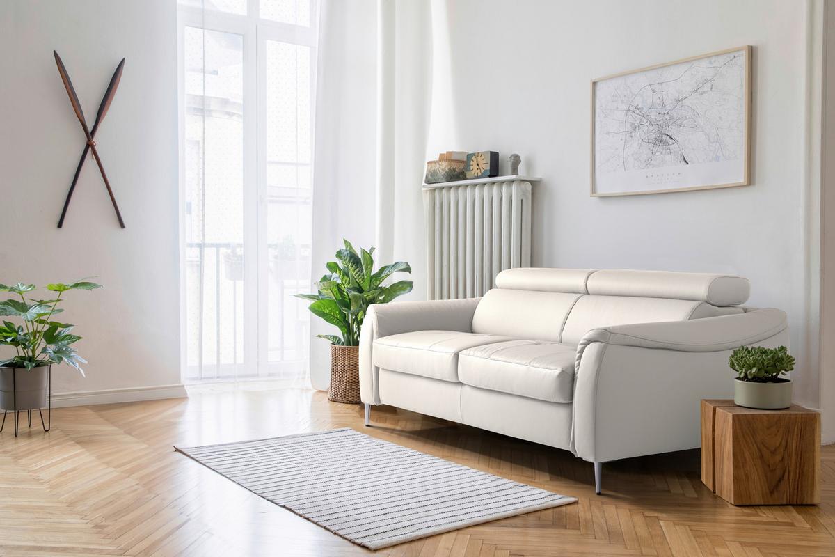 Schlafsofa Pafos Grau Lederlook, Rindsleder B: 203cm - Grau, Design, Leder/Textil (203/77-98/103cm) - MID.YOU