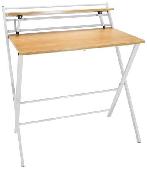 Schreibtisch Easy Clap Weiß/Eiche Dekor - Eichefarben, Basics, Holzwerkstoff/Metall (84/60/92cm) - MID.YOU