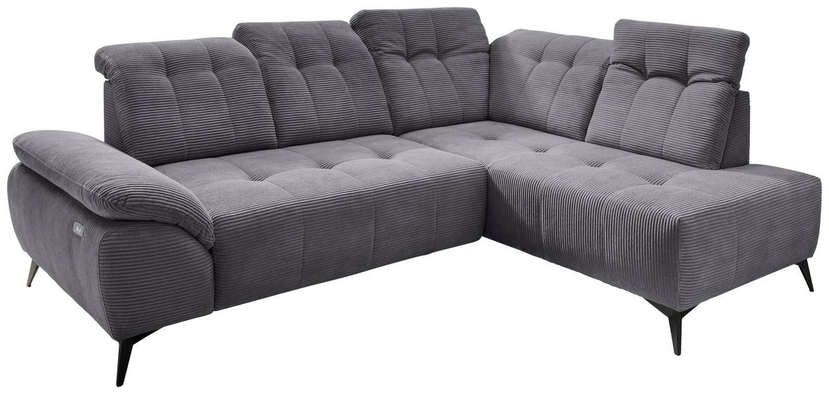 Ecksofa Fiore, Grau S: 272x200 cm - Schwarz/Grau, MODERN, Textil (272/200cm) - Livetastic