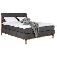 Boxspringbett Moon mit Topper 160x200 cm - Dunkelgrau/Eichefarben, MODERN, Holz/Holzwerkstoff (160/200cm) - MID.YOU