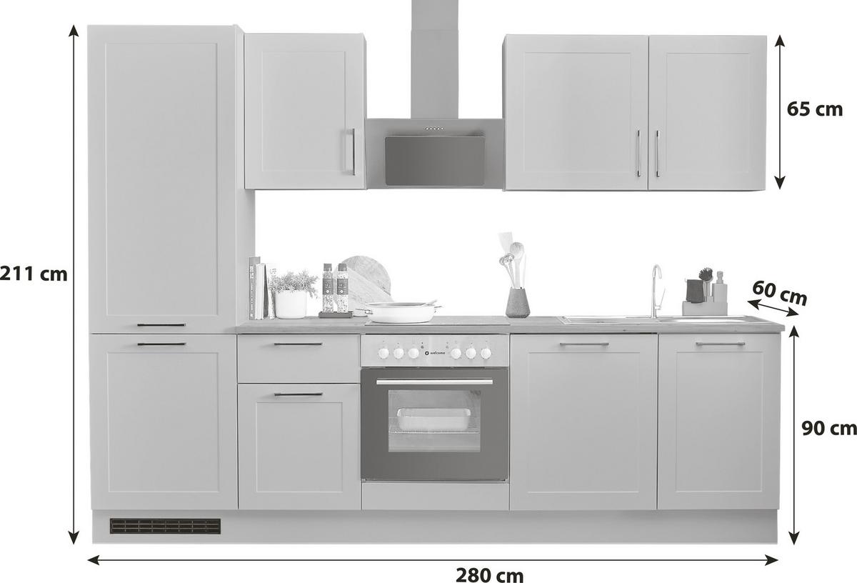 Küchenblock Marseille Grün/eiche Dekor B: 280 Cm - Eiche Artisan/Grün, Design, Holzwerkstoff (280cm) - P & B