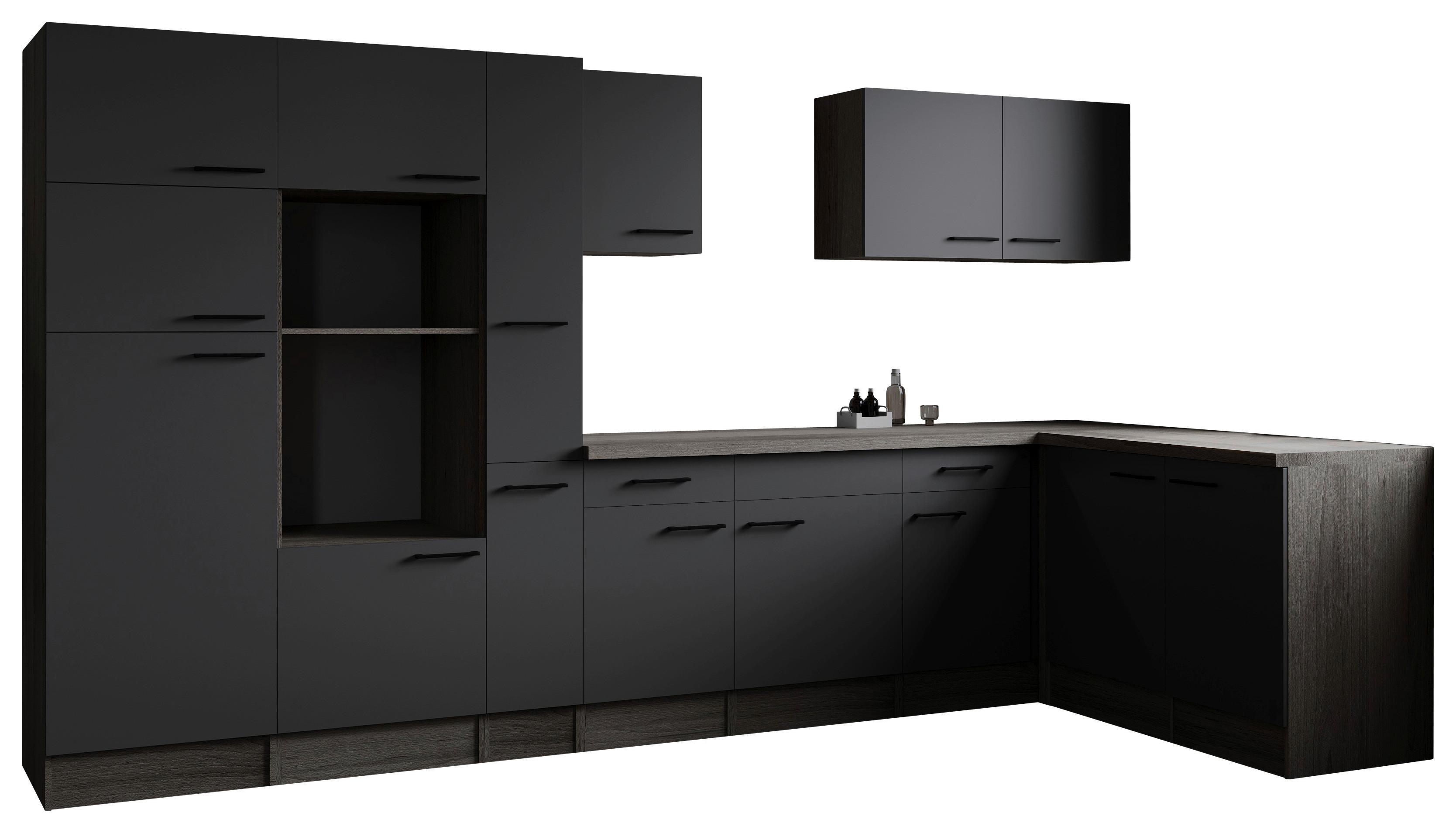 Eckküche Oliver Grau, Eiche Dekor S: 370x172cm - Eichefarben/Grau, Design, Holzwerkstoff (370/172cm) - Respekta