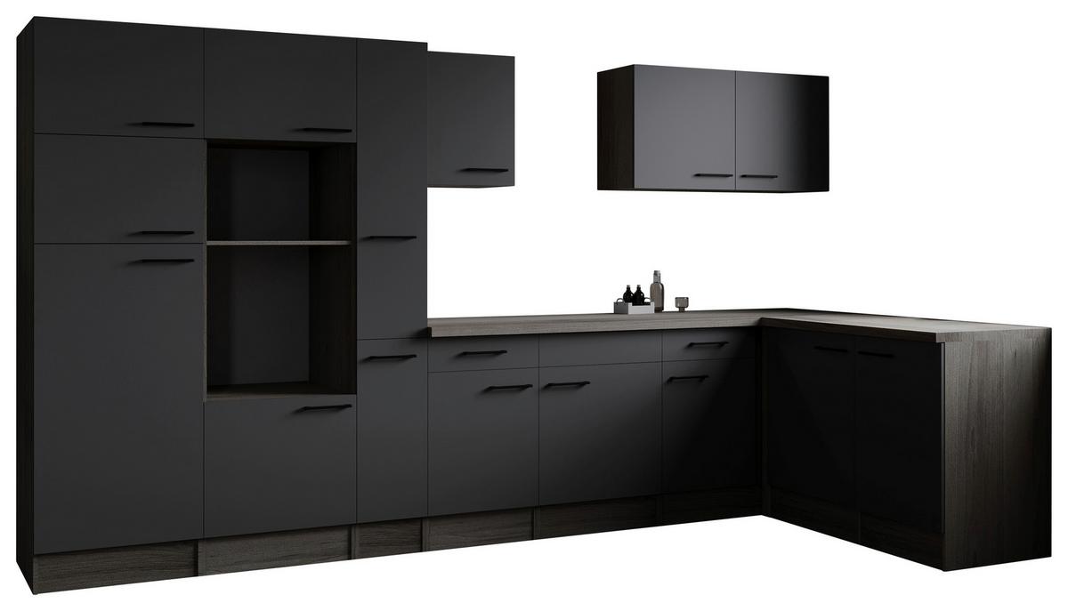 Eckküche Oliver Grau, Eiche Dekor S: 370x172cm - Eichefarben/Grau, Design, Holzwerkstoff (370/172cm) - Respekta