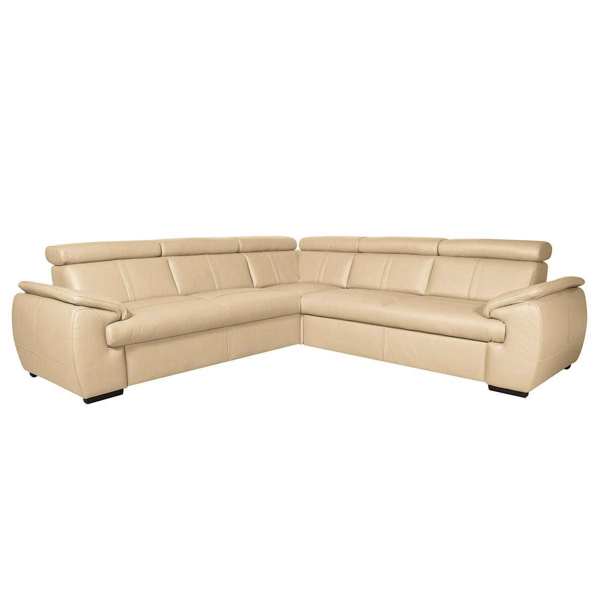 Ecksofa City Beige B: 265x265 Cm - Wengefarben/Beige, Design, Leder (265/265cm) - Livetastic