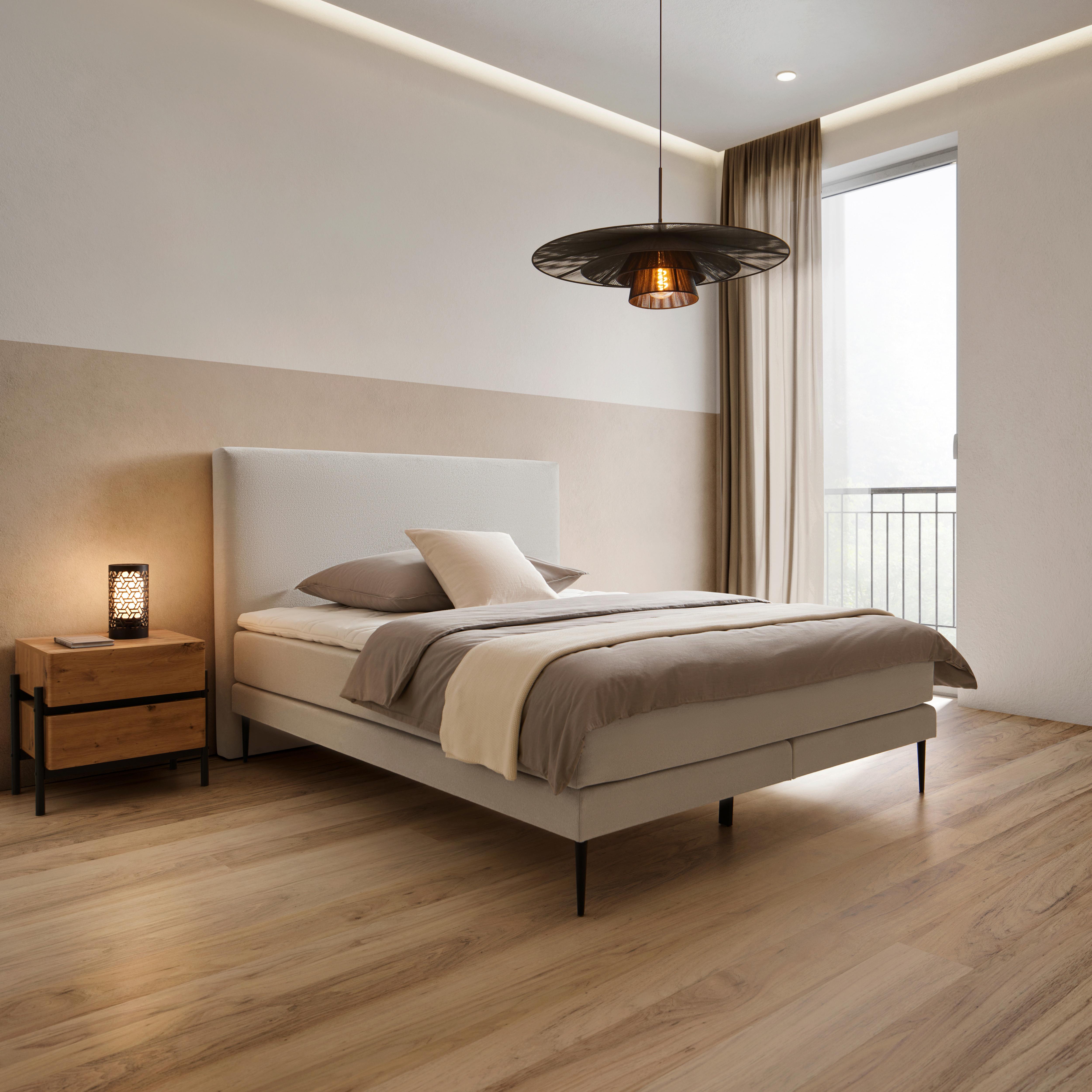 Boxspringová posteľ NEVADA 180x200, svetlosivá - čierna/svetlosivá, Modern, kov/drevo (180/200cm) - Bessagi