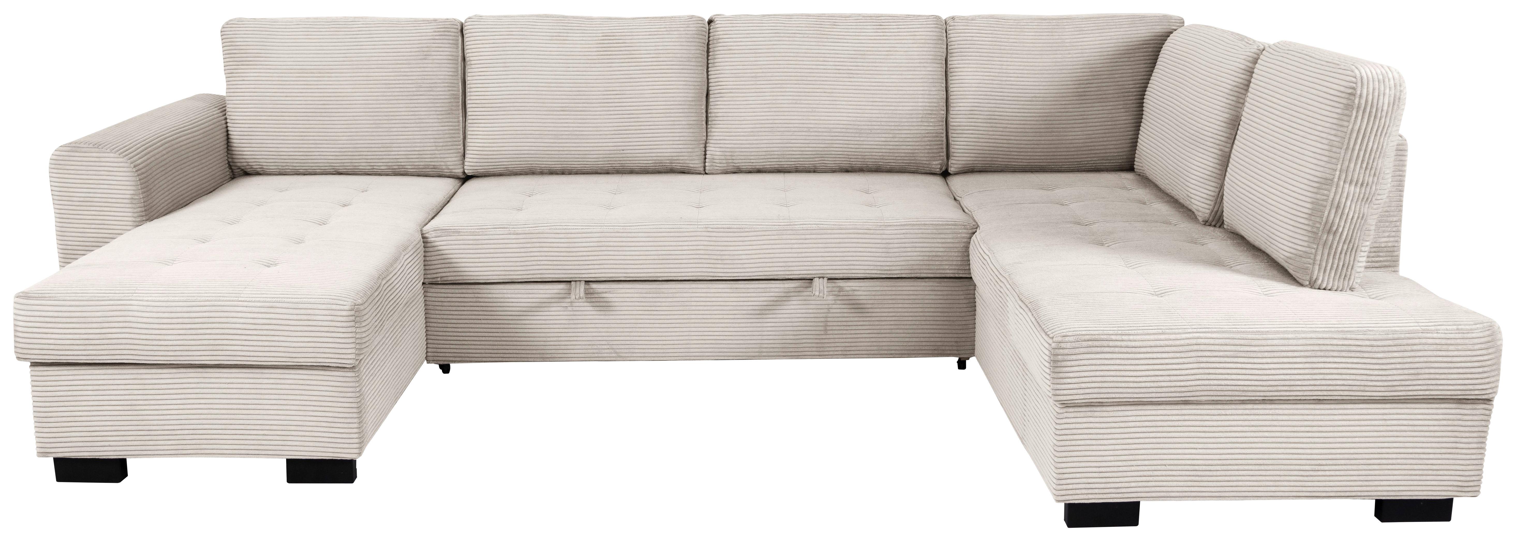 Souprava U MALTE, pravá, krémový manšestr - černá/krémová, Moderní, textil/plast (155/305/178cm) - Based