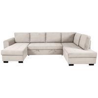 Souprava U MALTE, pravá, krémový manšestr - černá/krémová, Moderní, textil/plast (155/305/178cm) - Based