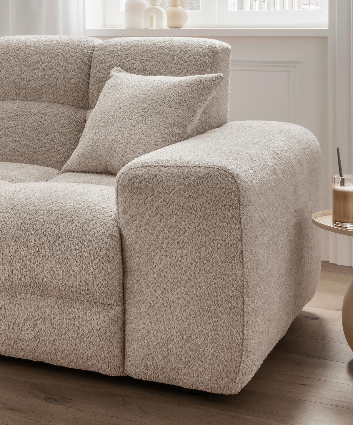 Ecksofa Bosco, Beige S: 152x301 cm - Beige/Schwarz, MODERN, Textil (152/301cm) - Livetastic