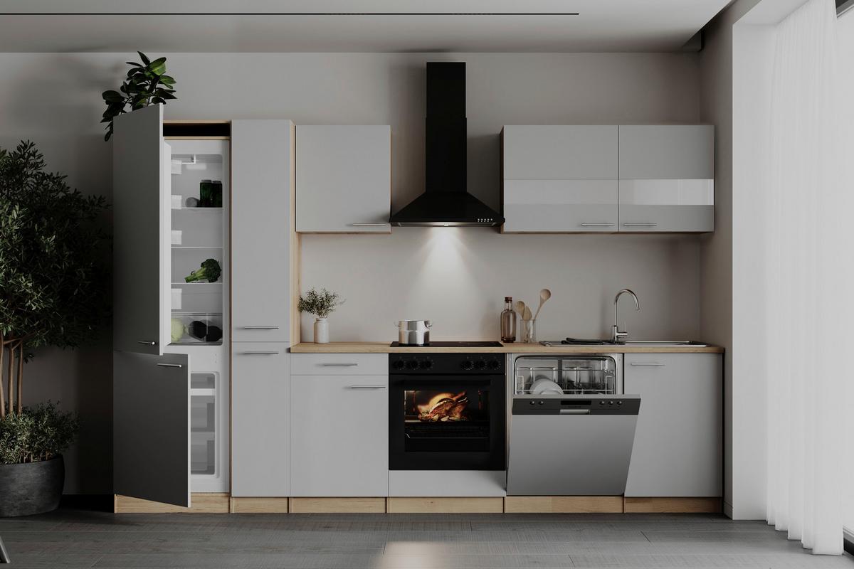 Küchenblock Merle Weiß/Eichefarben B: 310cm - Eichefarben/Weiß, Basics, Holzwerkstoff (310cm) - Respekta