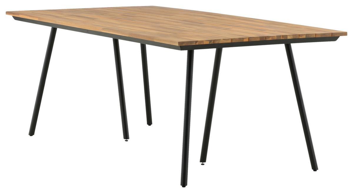 Gartentisch Chan - Schwarz/Teakfarben, KONVENTIONELL, Holz/Metall (200/100/74cm) - Gardenson