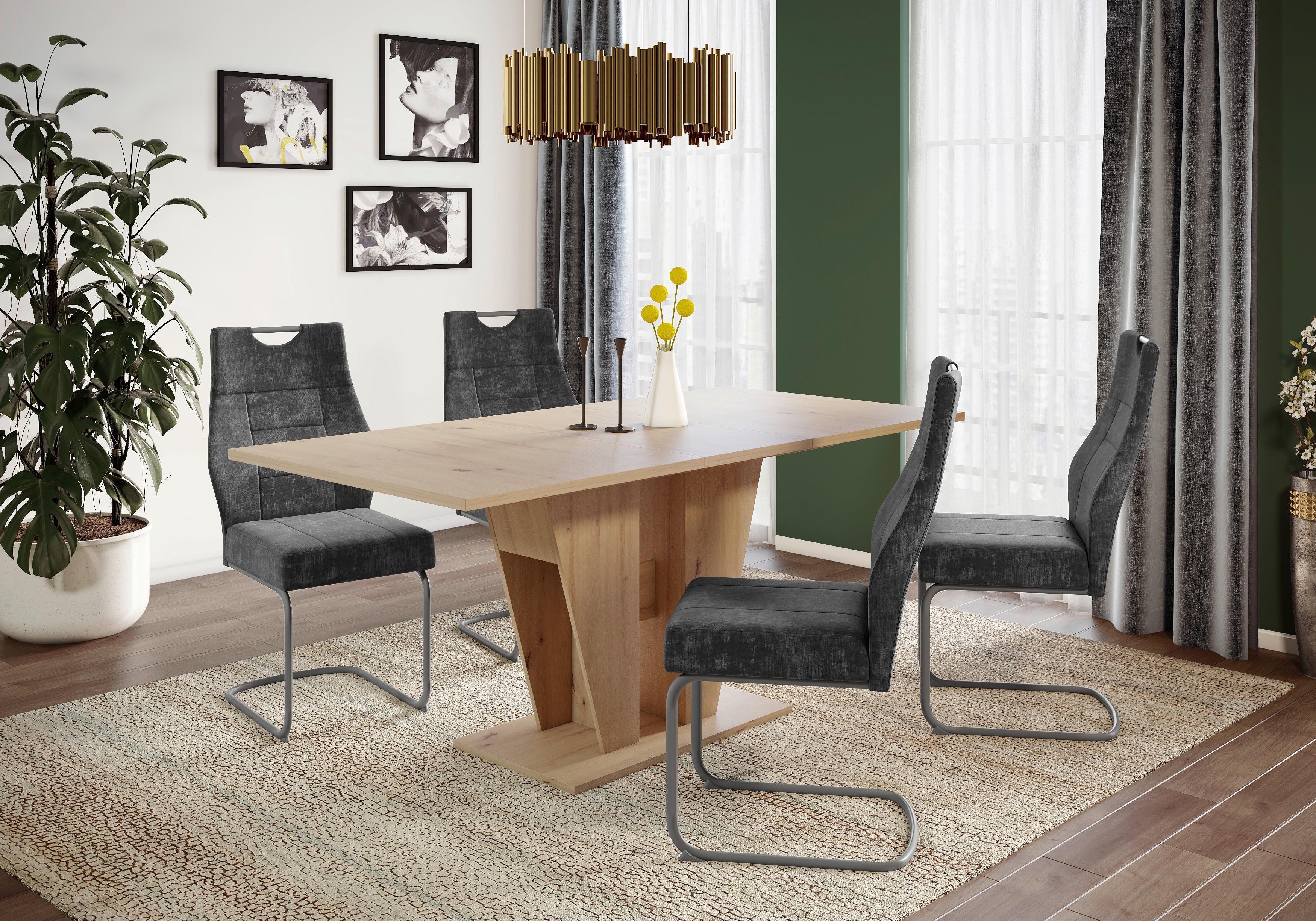 Schwingstuhl-Set Linda S Anthrazit - Anthrazit/Grau, MODERN, Textil/Metall (47/99/61cm) - MID.YOU