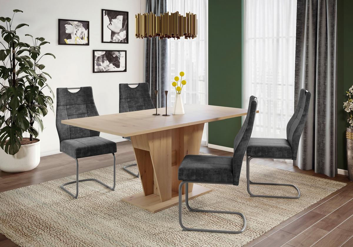 Schwingstuhl-Set Linda S Anthrazit - Anthrazit/Grau, MODERN, Textil/Metall (47/99/61cm) - MID.YOU