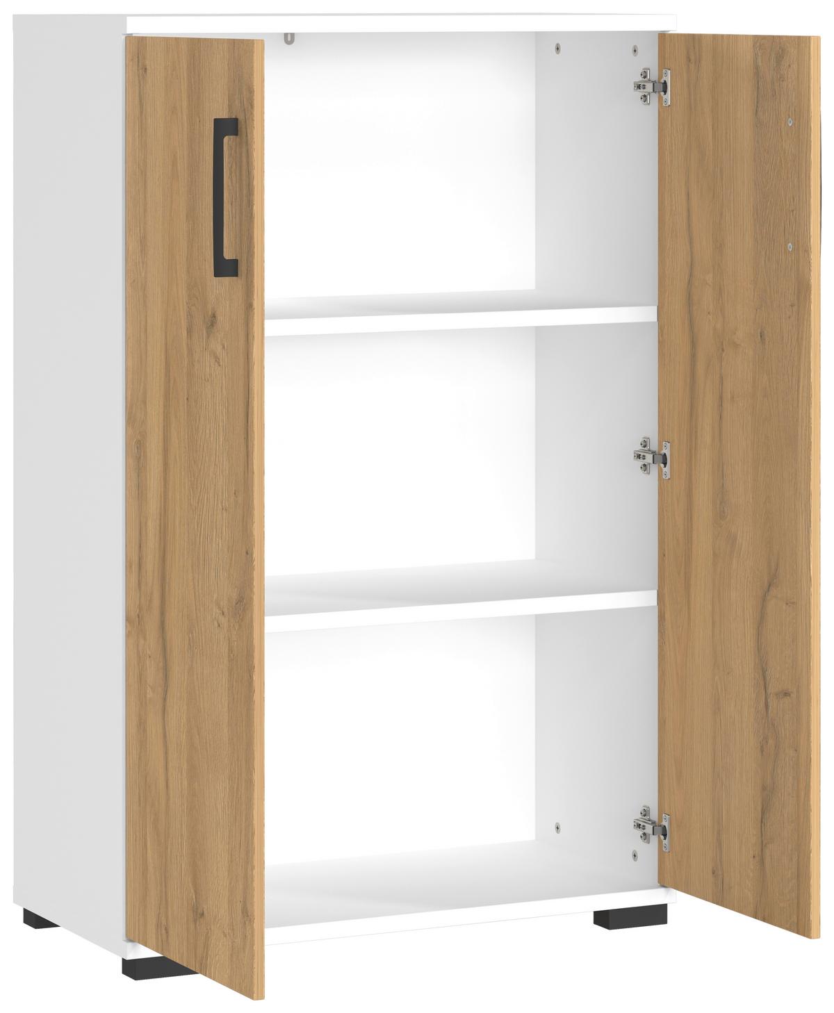 Aktenschrank Profi Weiß/Eiche Dekor B: 80cm - Eichefarben/Weiß, MODERN, Holzwerkstoff (80/123/40cm) - Germania