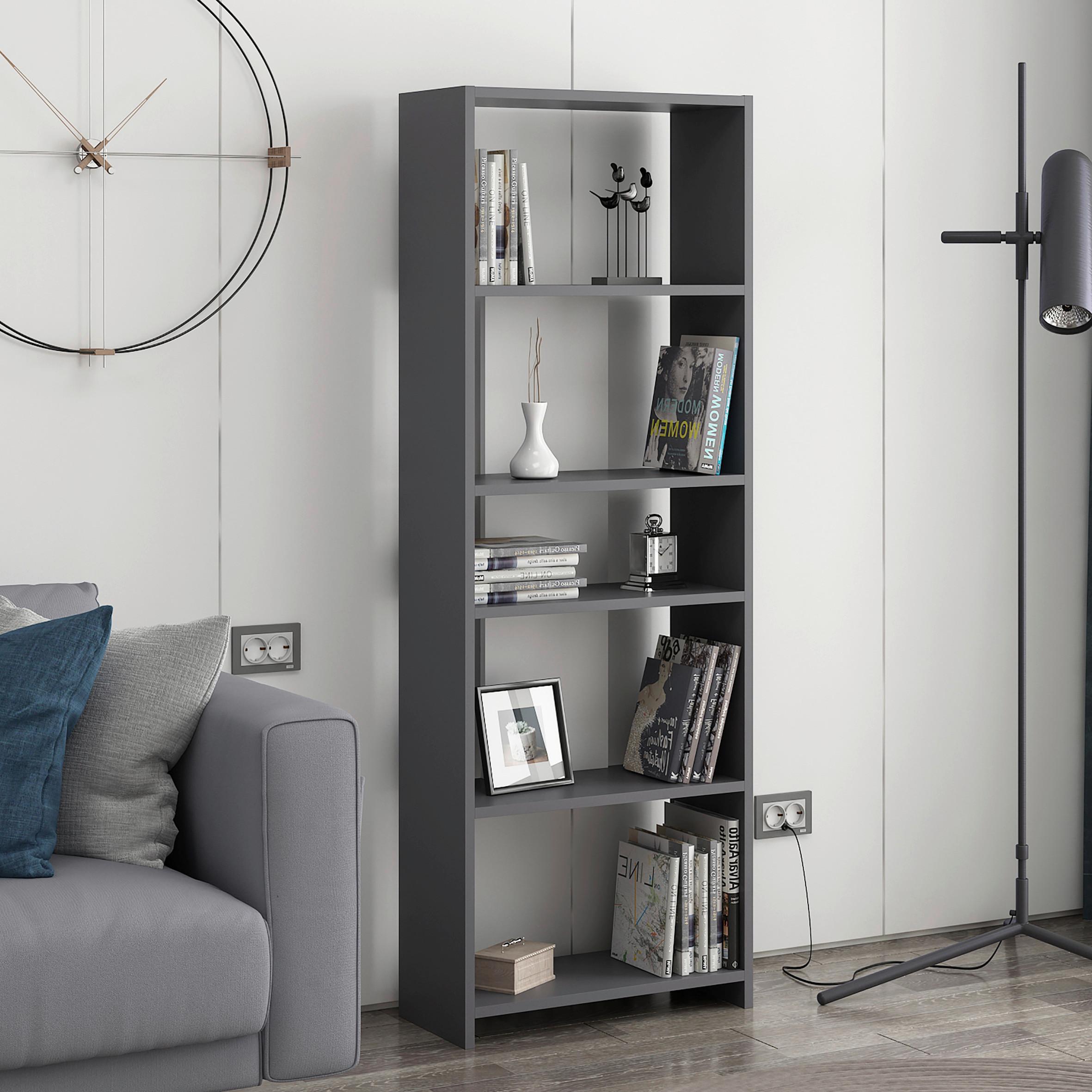 Regal Diosp Standregal - Anthrazit/Grau, Design, Holzwerkstoff (56,9/160/25cm) - Livetastic