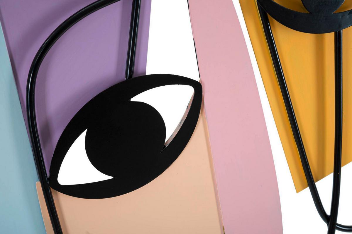 Wanddeko Eyes A Beige, Gelb, Lila B: 120 cm - Gelb/Beige, Basics, Metall (120/72/2cm)