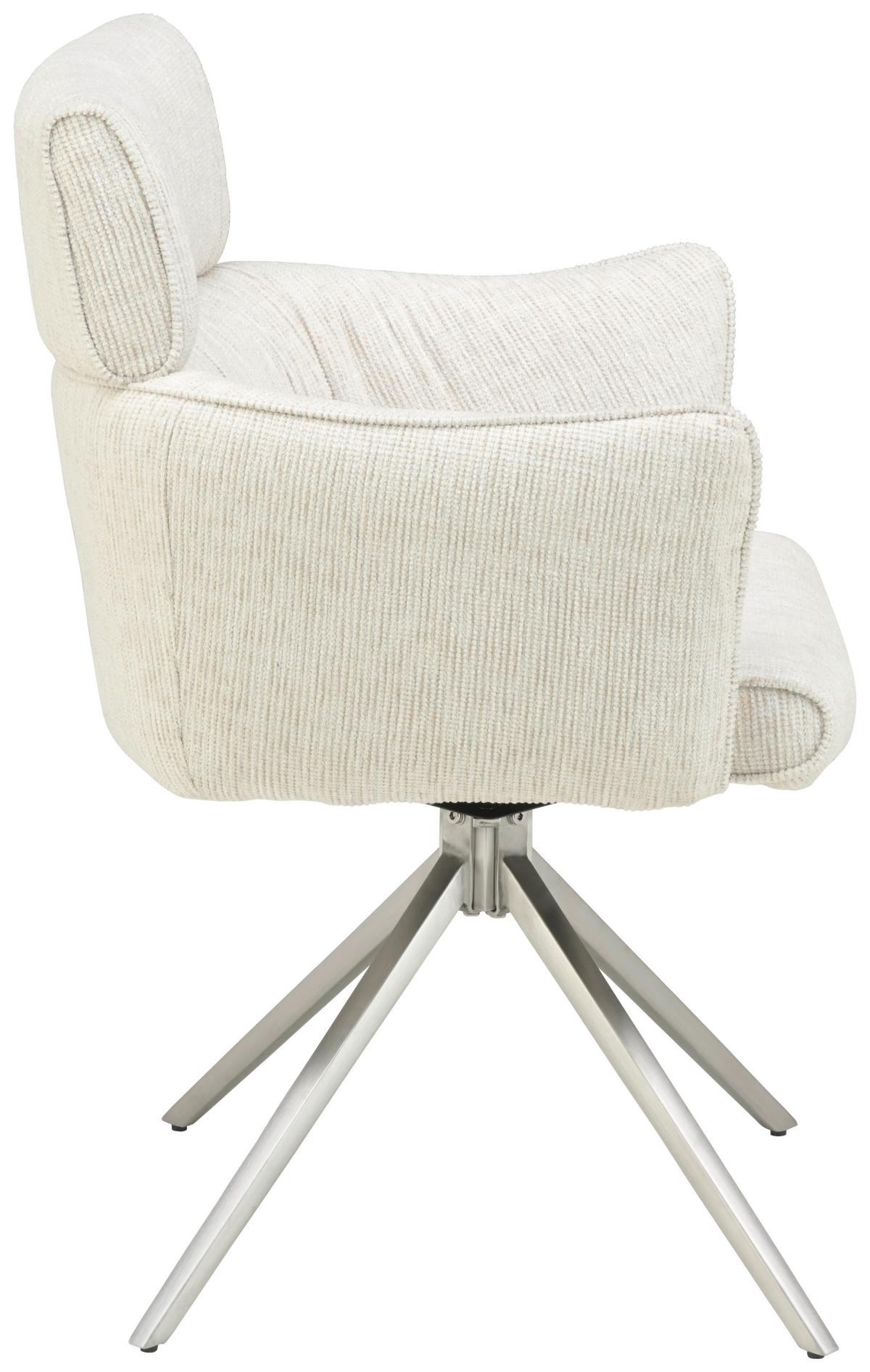 Armlehnstuhl Bathia Beige, Sitzfl. 360° drehbar - Edelstahlfarben/Beige, KONVENTIONELL, Textil/Metall (61/89/63cm) - Livetastic