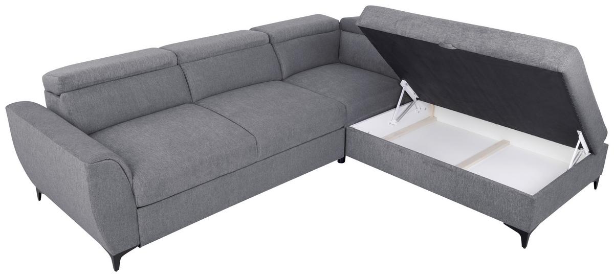 Ecksofa Lapis Dunkelgrau S: 255/217 Cm - Dunkelgrau/Schwarz, KONVENTIONELL, Textil (255/217cm) - MID.YOU