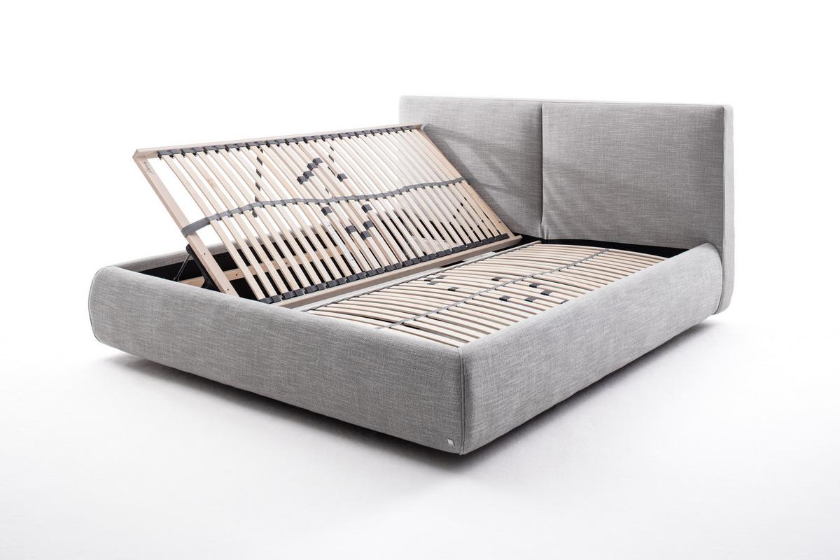 Polsterbett mit Lattenrost + Bettkasten 180x200 Atesio - Hellgrau/Naturfarben, MODERN, Holz/Textil (180/200cm) - Livetastic
