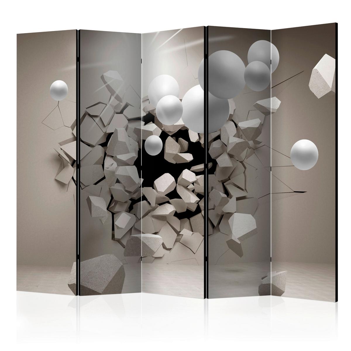 Paravent Creme Beige B: 225 cm - Beige/Creme, Basics, Holz/Textil (225/172/3cm) - artgeist