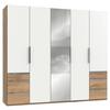 Drehtürenschrank Mit Spiegel + Laden 250cm Level 36a, Weiß - Eichefarben/Weiß, MODERN, Glas/Holzwerkstoff (250/216/58cm) - MID.YOU