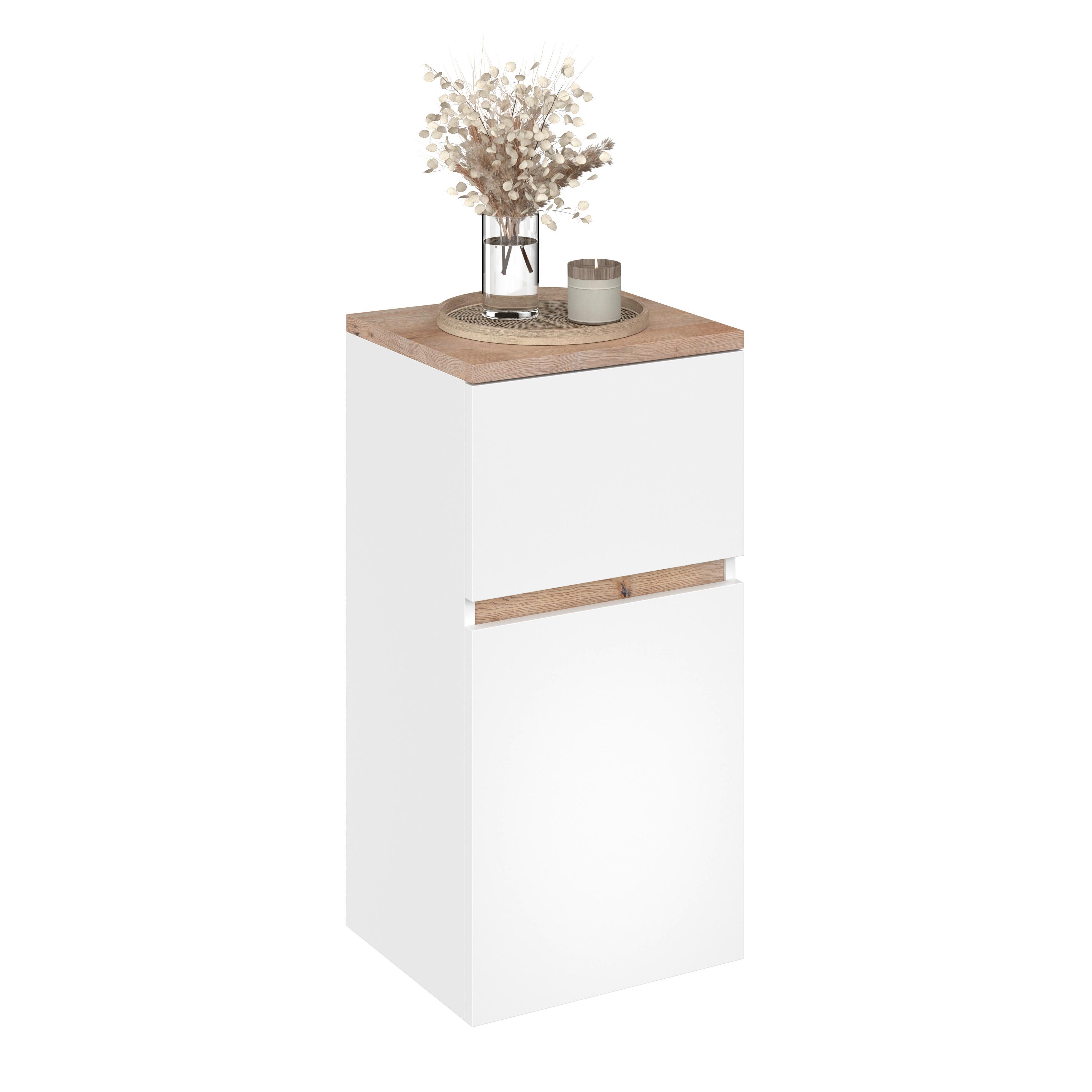 Unterschrank Marbella B: 40 cm Weiß/Eiche Dekor - Weiß, MODERN, Holzwerkstoff (40/81,2/35cm)