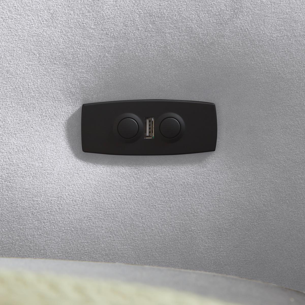 Rohová sedačka EMMA, pravá, šedobílá,op.hl.,USB,el.výsuv - černá/šedobílá, Moderní, textil (301/210cm) - Premium Living