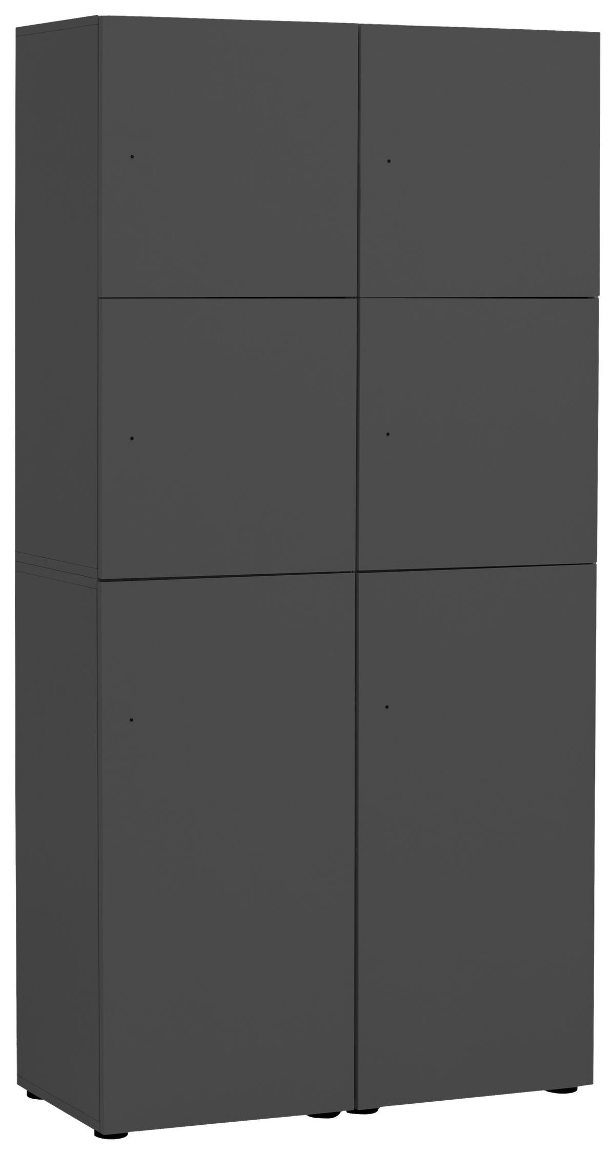 Spind Locked, Anthrazit B: 90,8 cm - Anthrazit/Weiß, Design, Holzwerkstoff (90,8/185,2/40,65cm) - MID.YOU