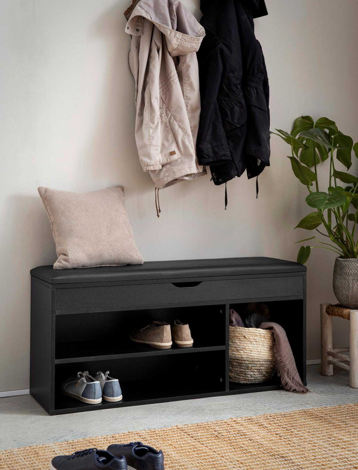 REGÁL NA TOPÁNKY WL7.222 - čierna, Design, kompozitné drevo/textil (104/51/32cm) - Livetastic