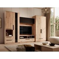 Szekrénysor Malaga - fekete/tölgyfa, Modern, faalapú anyag (320/200/50cm) - Best Price