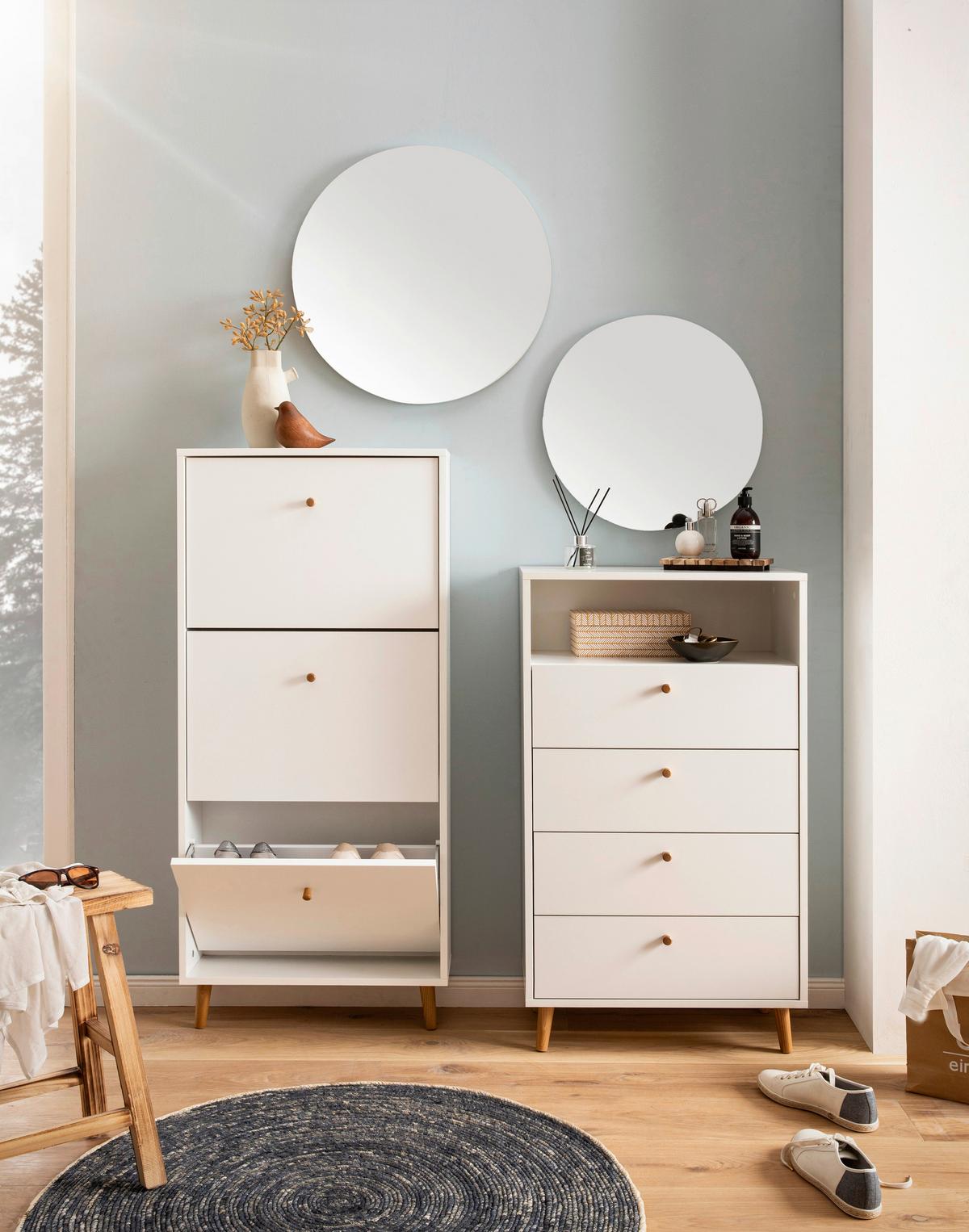 Highboard Bjarne, Weiß B: 60,2 Cm - Weiß/Grün, Design, Holzwerkstoff (60,2/104,4/33,05cm) - MID.YOU