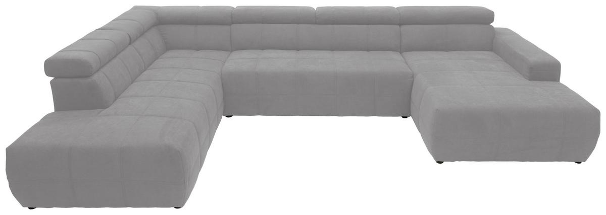 Wohnlandschaft Brandon Kopfteilverstellung Silber - Silberfarben/Schwarz, Design, Textil (228/359/175cm) - MID.YOU
