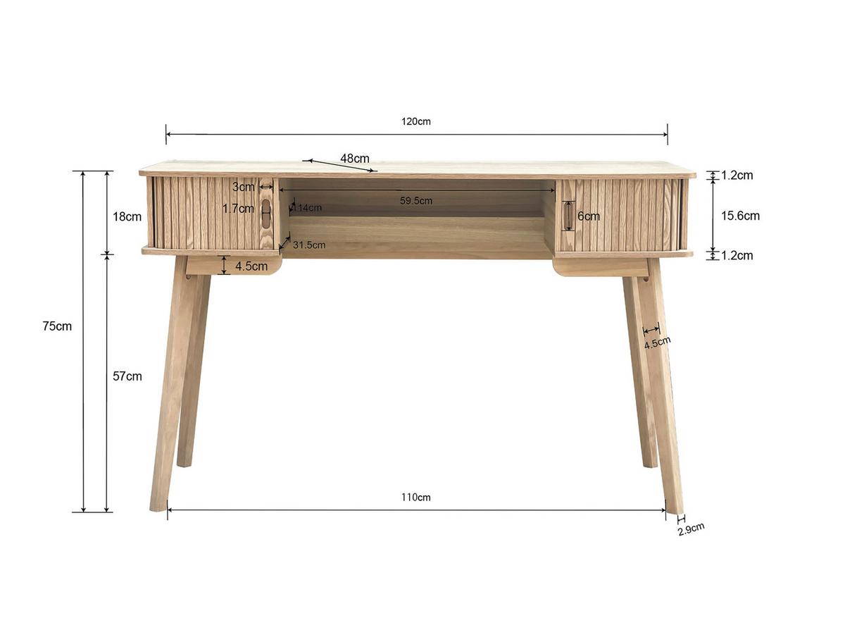 Schreibtisch Skandy Naturfarben - přírodní barvy, Moderní, dřevo/kompozitní dřevo (120/75/48cm) - Premium Living