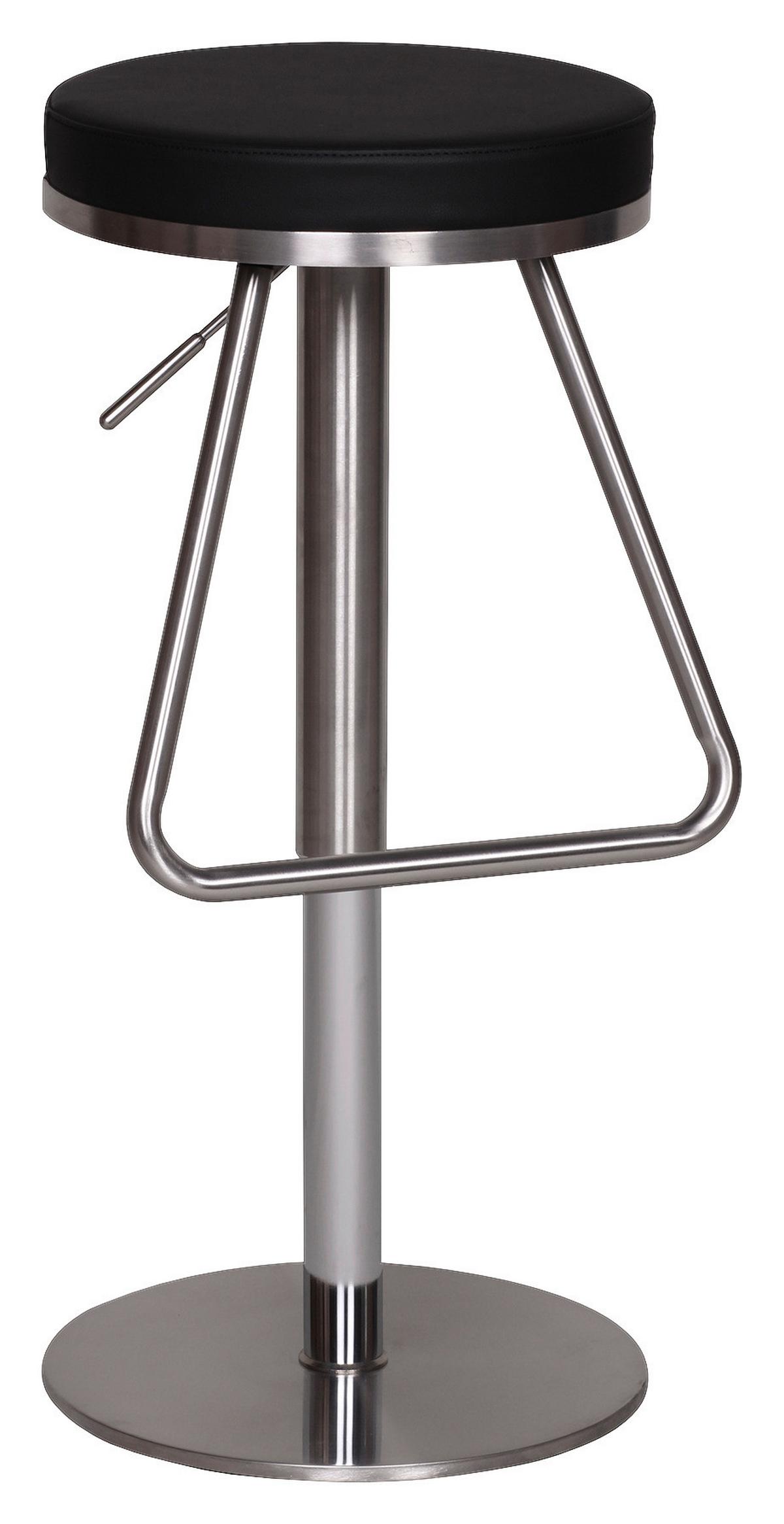 Barhocker höhenverstellbar und 360° drehbar Schwarz - Silberfarben/Schwarz, MODERN, Textil/Metall (39/54/39cm) - MID.YOU